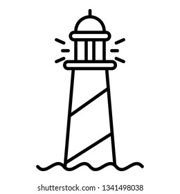 Striped lighthouse icon. Outline striped lighthouse vector icon for web design isolated on white background