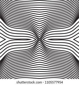 Striped line pattern with irregular halftone waves. Simple wavy abstract geometric texture. Lined vector background