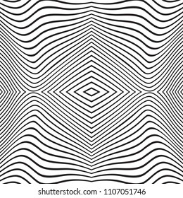 Striped line pattern with irregular halftone waves. Simple wavy abstract geometric texture. Lined vector background