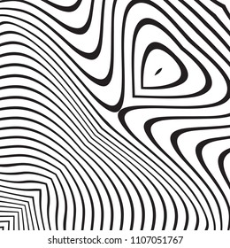 Striped line pattern with irregular halftone waves. Simple wavy abstract geometric texture. Lined vector background