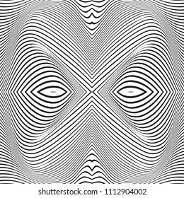 Striped line pattern with irregular halftone waves. Simple wavy abstract geometric texture. Lined vector background