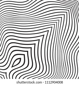 Striped line pattern with irregular halftone waves. Simple wavy abstract geometric texture. Lined vector background