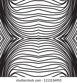 Striped line pattern with irregular halftone waves. Simple wavy abstract geometric texture. Lined vector background