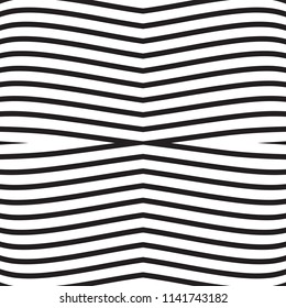 Striped line pattern with irregular halftone waves. Simple wavy abstract geometric texture. Lined vector background