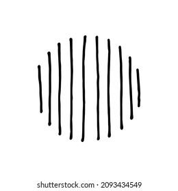 Striped line vertical round abstract botanical texture. Hand-drawn texture in a circle. Vector