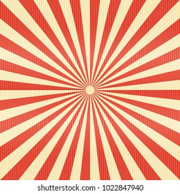 Striped lines pattern paper. Retro radius burst red color background. Vector illustration