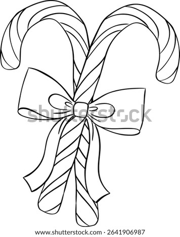 Striped lollipop candy stick black and white composition isolated. Vector graphic line ink illustration. happy new year and chistmas concept texture for bedsheets, pajamas, wrapping papers.
