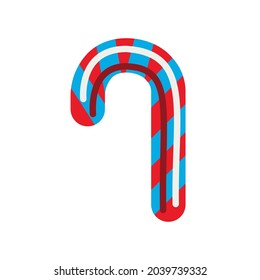 Striped lollipop on a white background. Christmas treat. Simple vector illustration