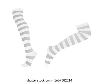 Striped long socks. vector illustration