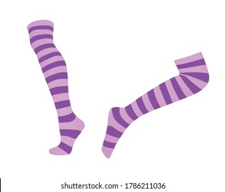 Striped long socks. vector illustration