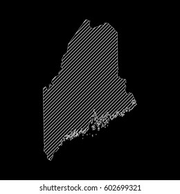 Striped Maine map isolated on black