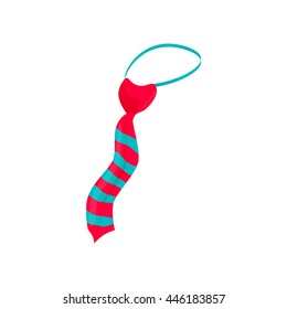 Striped male necktie icon in cartoon style on a white background