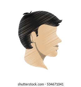 Striped man head profile design