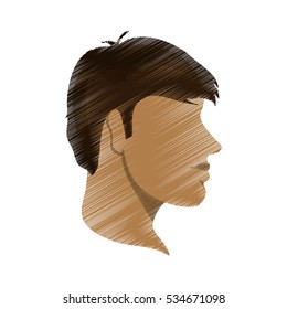 Striped man head profile design