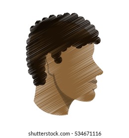 Striped man head profile design