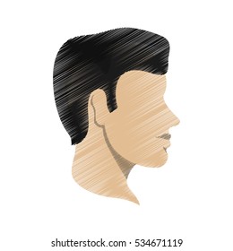 Striped man head profile design