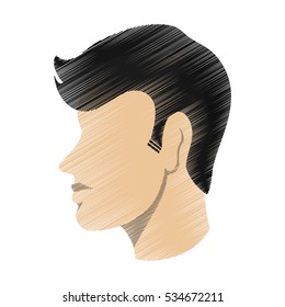 Striped man head profile design