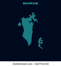 Striped Map of Bahrain Vector Design Template
