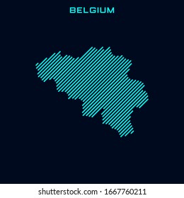 Striped Map of Belgium Vector Design Template