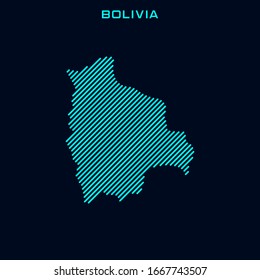 Plantilla de diseño de vectores en mapa en rayas de Bolivia