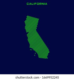 Plantilla de diseño de vectores de California en mapa en bandas