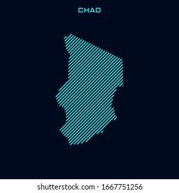 Striped Map of Chad Vector Design Template