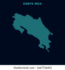 Gestreifte Karte Costa Rica Vektorillustration Design-Vorlage