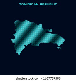 Mapa a rayas de la plantilla de diseño de vectores de República Dominicana