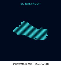 Striped Map of El Salvador Vector Design Template