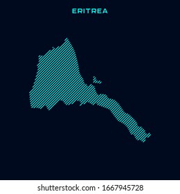 Striped Map of Eritrea Vector Design Template