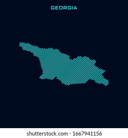 Striped Map of Georgia Vector Design Template