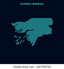 Striped Map of Guinea Bissau Vector Design Template