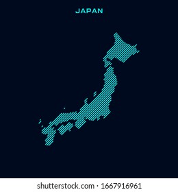 Striped Map of Japan Vector Design Template