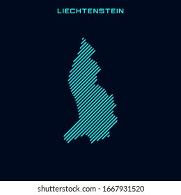 Striped Map of Liechtenstein Vector Design Template