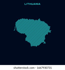 Striped Map of Lithuania Vector Design Template