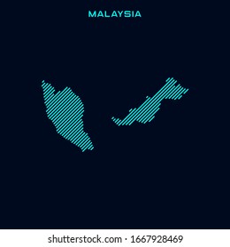 Mapa a rayas de la plantilla de diseño de vectores de Malasia