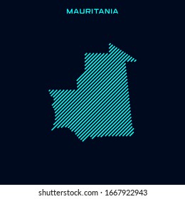 Mapa a rayas de la plantilla de diseño de vectores de Mauritania