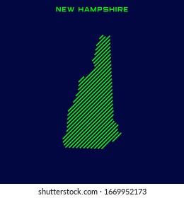 Striped Map of New Hampshire Vector Design Template