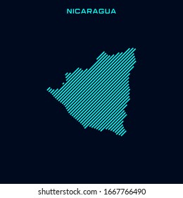 Mapa rayado de la plantilla de diseño de vectores de Nicaragua