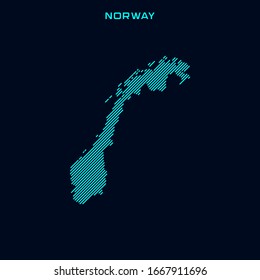 Striped Map of Norway Vector Design Template