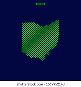 Striped Map of Ohio Vector Design Template