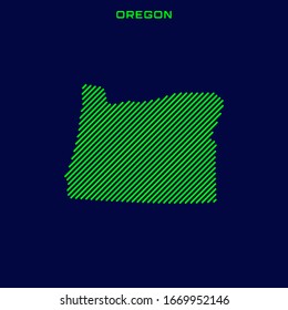 Striped Map of Oregon Vector Design Template