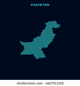 Mapa a rayas de la plantilla de diseño de vectores de Pakistán