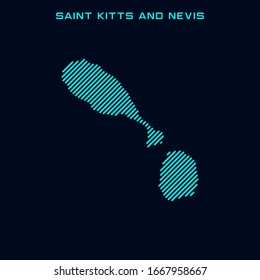 Striped Map of Saint Kitts and Nevis Vector Design Template