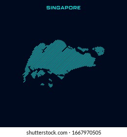 Mapa a rayas de la plantilla de diseño de vectores de Singapur
