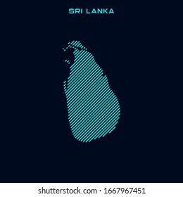 Mapa a rayas de la plantilla de diseño de vectores de Sri Lanka