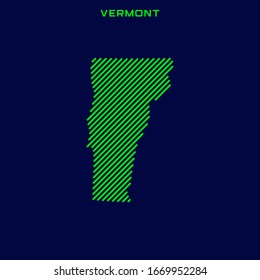Striped Map of Vermont Vector Design Template