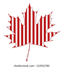 Striped maple leaf on a white background. EPS10 vector illustration.