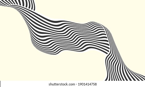 Striped monochrome lines. An optical Illusion. Vector illustration.