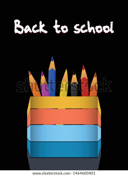 Striped Multicolor Pencil Holder Color Pencils Stock Vector